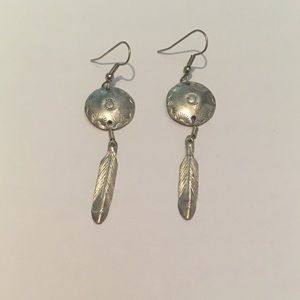 Native-American inspired silver earrings.